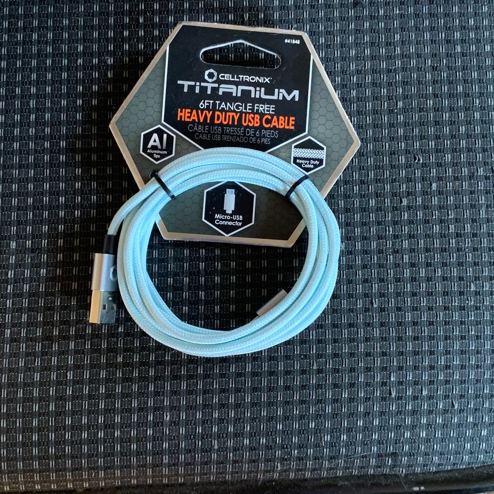 New Micro USB Celltronix 42212 Titanium 6' Tangle Free Heavy-Duty cable charger